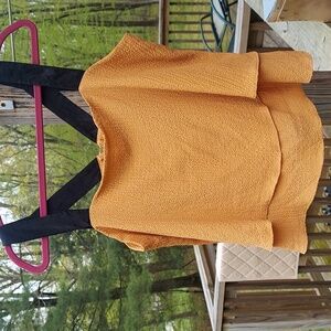 DKNY Asymmetrical Strappy Textured Lt Orange Tiered Flowey Tank Top Sz L